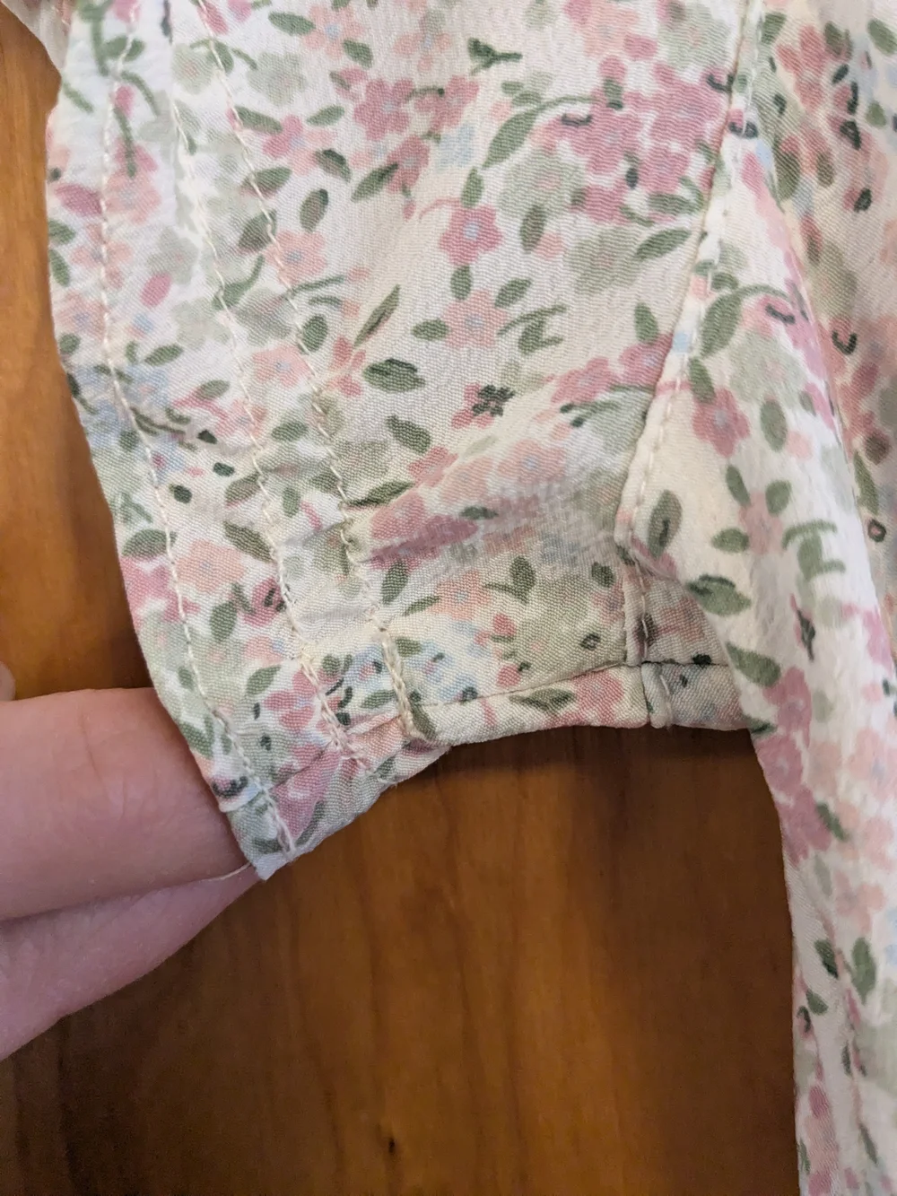 Faded Glory Vintage Pink and Cream Floral Midi Dress with Tie Neck - Picture 6 of 11